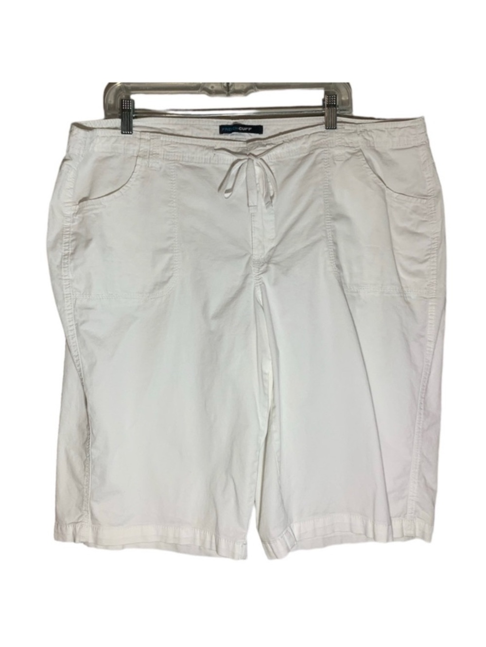 French Cuff White Tie Waist Stretch Bermuda Shorts, [Sz 20W], EUC